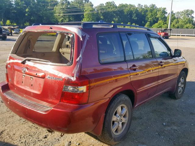 JTEDP21A550063324 - 2005 TOYOTA HIGHLANDER RED photo 4