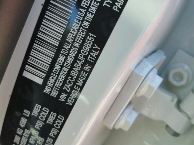 ZACCJBAB4JPG98551 - 2018 JEEP RENEGADE S 白色 照片 10