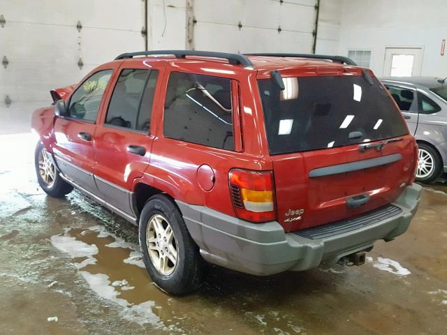 1J4GW48N12C186227 - 2002 JEEP GRAND CHER RED photo 3