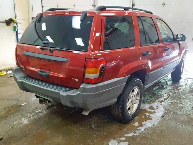 1J4GW48N12C186227 - 2002 JEEP GRAND CHER RED photo 4