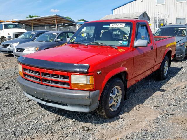 1B7FL26X1TW701004 - 1996 DODGE DAKOTA RED photo 2