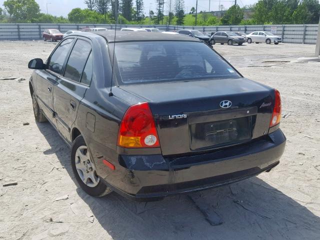 KMHCG45C13U426212 - 2003 HYUNDAI ACCENT GL BLACK photo 3