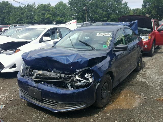 3VW2K7AJ0EM333349 - 2014 VOLKSWAGEN JETTA BASE BLUE photo 2