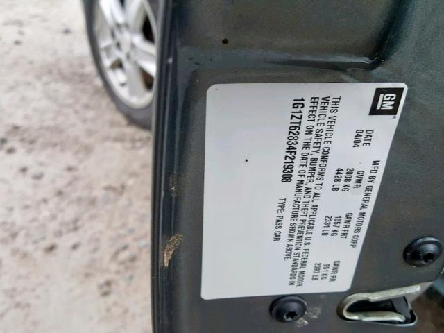 1G1ZT62834F219308 - 2004 CHEVROLET MALIBU MAX გრაფიტი ფოტო 10