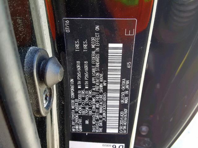 JTJBM7FX3G5148065 - 2016 LEXUS GX BLACK photo 10