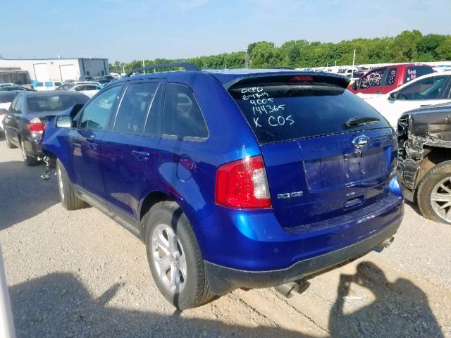 2FMDK3J91EBB29005 - 2014 FORD EDGE SEL BLUE photo 3