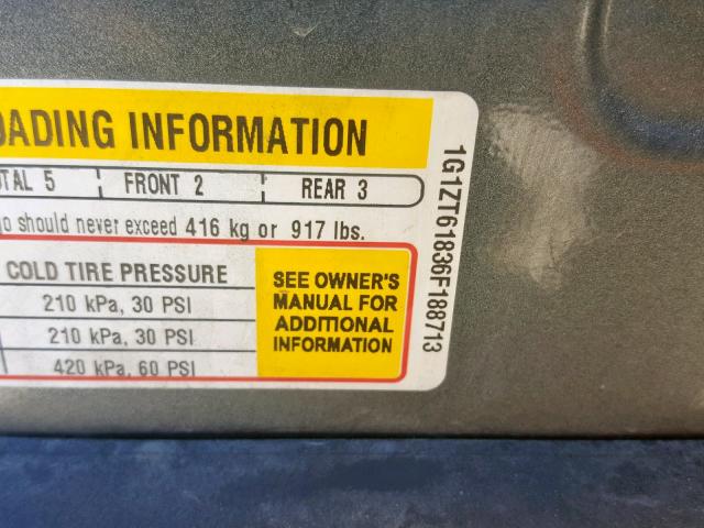 1G1ZT61836F188713 - 2006 CHEVROLET MALIBU MAX 灰色 照片 10