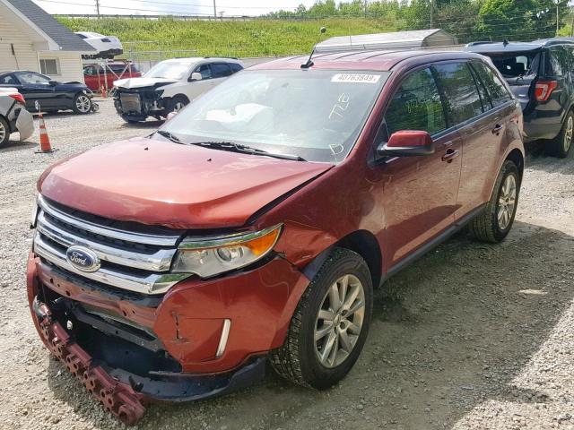 2FMDK3JC7EBA33049 - 2014 FORD EDGE SEL RED photo 2