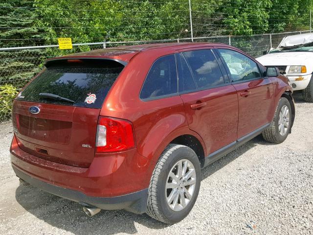 2FMDK3JC7EBA33049 - 2014 FORD EDGE SEL RED photo 4