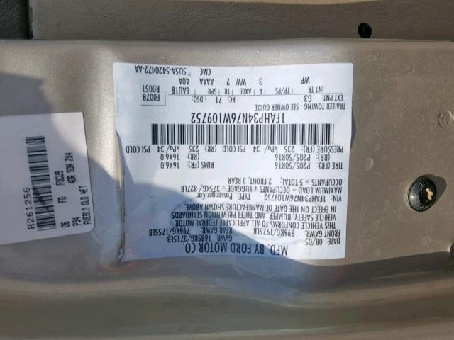 1FAHP34N76W109752 - 2006 FORD FOCUS ZX4 GOLD photo 10