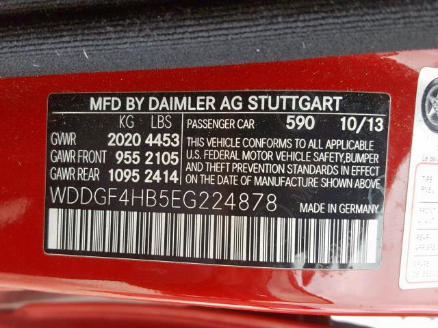 WDDGF4HB5EG224878 - 2014 MERCEDES-BENZ C 250 RED photo 10