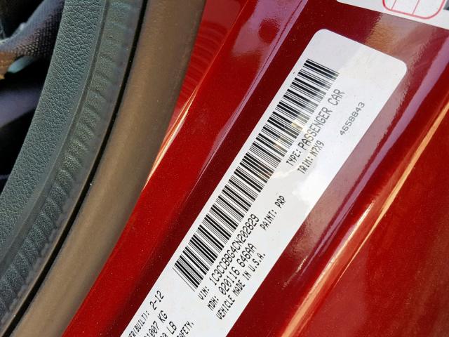 1C3CCBBG4CN202829 - 2012 CHRYSLER 200 TOURIN RED photo 10