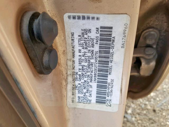 1NXBB02E2TZ495791 - 1996 TOYOTA COROLLA DX BEIGE photo 10