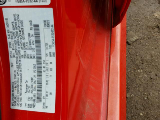 3FADP4GX4FM114392 - 2015 FORD FIESTA ST RED photo 10