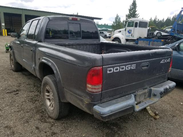 1B7HG38N32S713580 - 2002 DODGE DAKOTA QUA GRAY photo 3