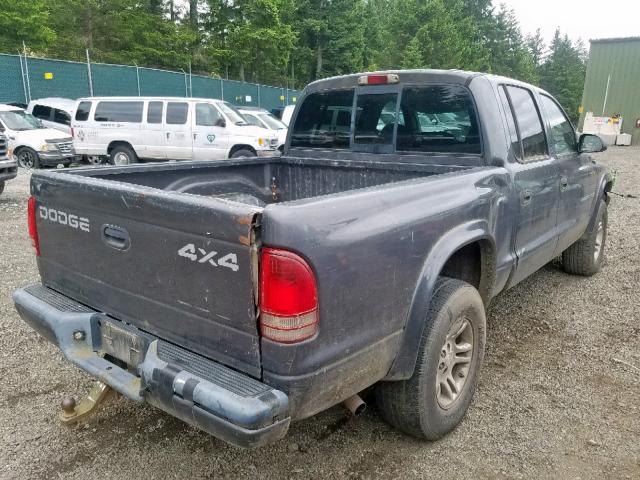 1B7HG38N32S713580 - 2002 DODGE DAKOTA QUA GRAY photo 4