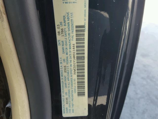 3VWCD31Y14M311444 - 2004 VOLKSWAGEN NEW BEETLE შავი ფოტო 10