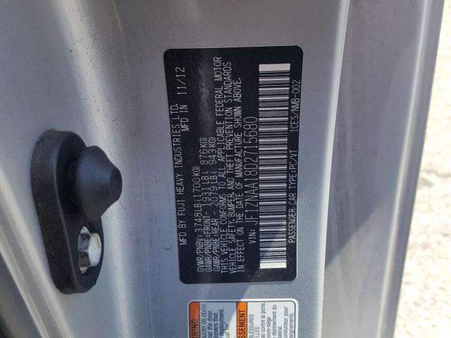 JF1ZNAA18D2715680 - 2013 TOYOTA SCION FR-S SILVER photo 10