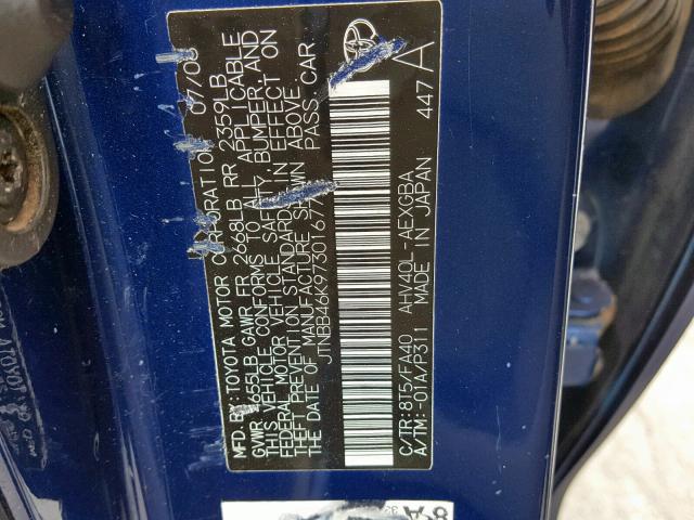 JTNBB46K973016771 - 2007 TOYOTA CAMRY NEW BLUE photo 10