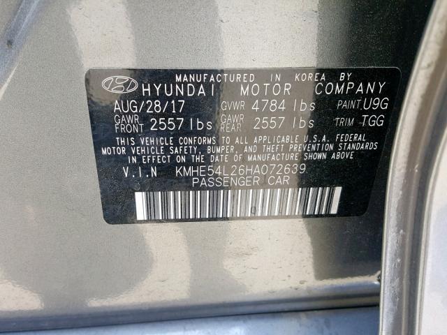 KMHE54L26HA072639 - 2017 HYUNDAI SONATA PLU GRAY photo 10