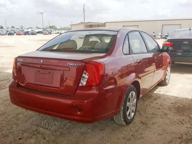 KL5JD56Z95K231928 - 2005 SUZUKI FORENZA S RED photo 4