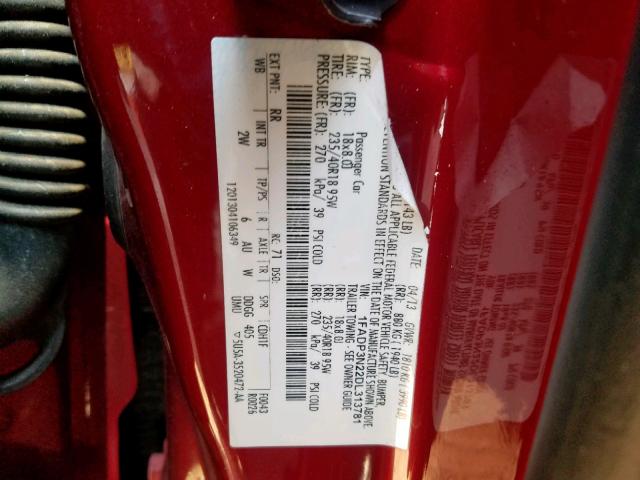 1FADP3N22DL313781 - 2013 FORD FOCUS TITA RED photo 10