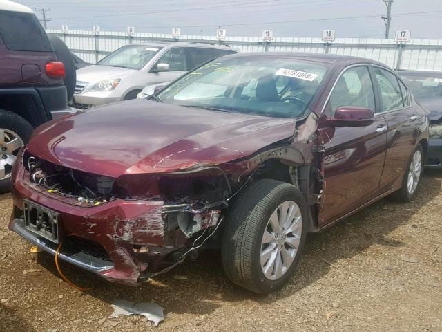 1HGCR2F81FA123242 - 2015 HONDA ACCORD EXL MAROON photo 2