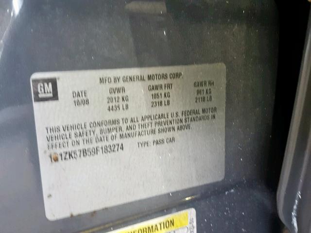 1G1ZK57B59F183274 - 2009 CHEVROLET MALIBU LTZ 灰色 照片 10