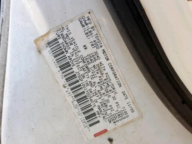 JT6GF10U1Y0054075 - 2000 LEXUS RX 300 WHITE photo 10