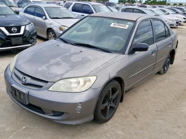 2HGES16475H580724 - 2005 HONDA CIVIC DX SILVER photo 2