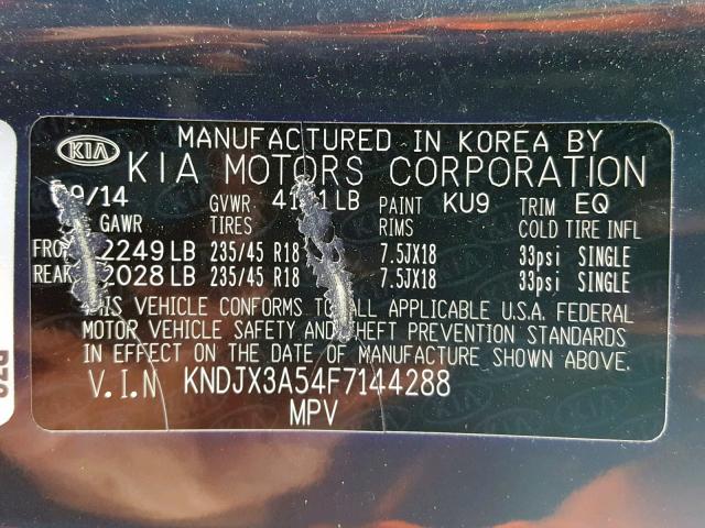KNDJX3A54F7144288 - 2015 KIA SOUL ! Mavi foto 10