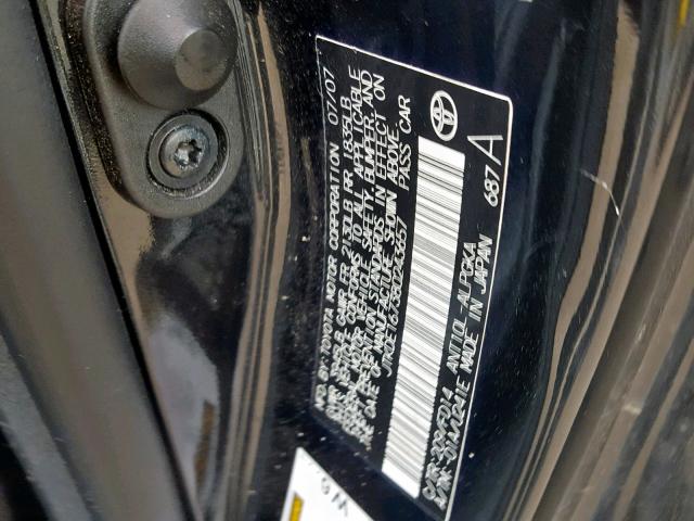 JTKDE167380243657 - 2008 TOYOTA SCION TC შავი ფოტო 10