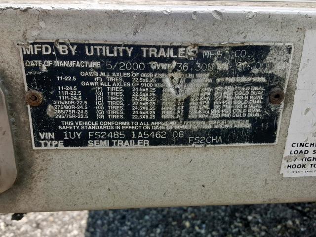 1UYFS24851A546208 - 2001 UTILITY TRAILER SILVER photo 10