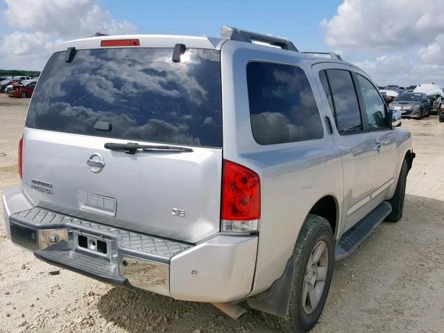 5N1AA08B14N743083 - 2004 NISSAN ARMADA SE SILVER photo 4