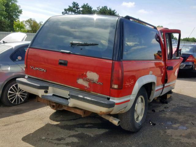 1GKEK18K3NJ719809 - 1992 GMC YUKON RED photo 4