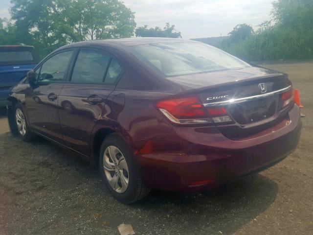 19XFB2F56FE209908 - 2015 HONDA CIVIC LX BURGUNDY photo 3