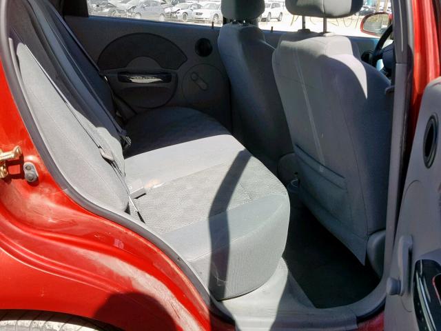 KL1TD52635B460496 - 2005 CHEVROLET AVEO BASE Қызыл фото 6