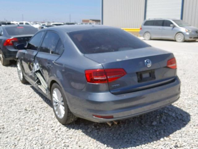 3VW2K7AJ3FM334156 - 2015 VOLKSWAGEN JETTA BASE GRAY photo 3