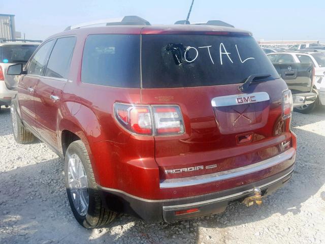 1GKKVSKD1HJ248239 - 2017 GMC ACADIA LIM BURGUNDY photo 3