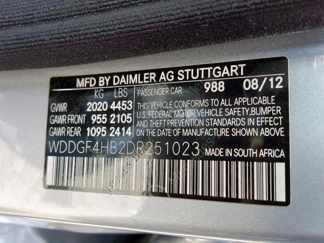 WDDGF4HB2DR251023 - 2013 MERCEDES-BENZ C 250 BLUE photo 10