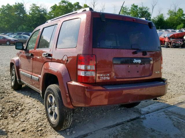 1J8GN28K18W106718 - 2008 JEEP LIBERTY SP RED photo 3