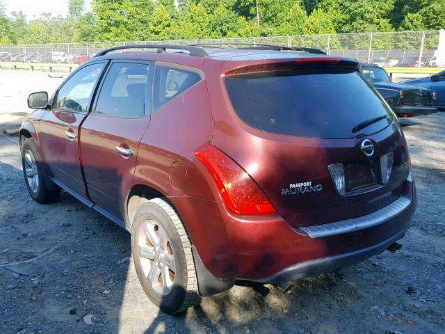 JN8AZ08T26W403819 - 2006 NISSAN MURANO BURGUNDY photo 3