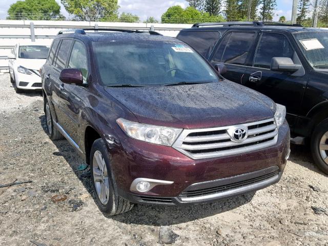 5TDDK3EH0DS239160 - 2013 TOYOTA HIGHLANDER BURGUNDY photo 1