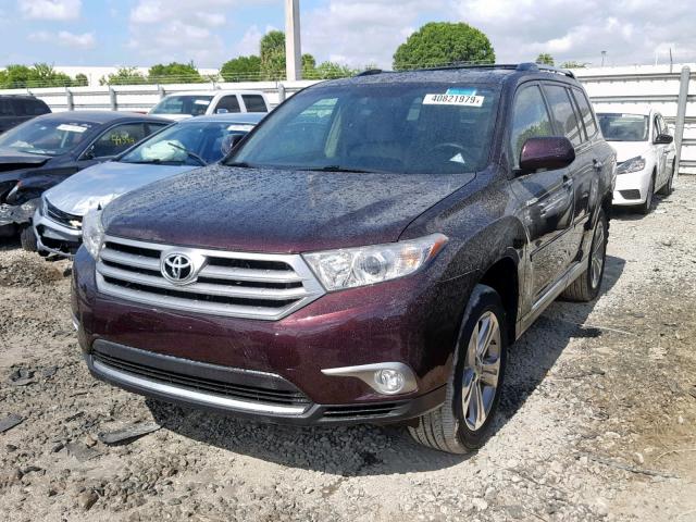 5TDDK3EH0DS239160 - 2013 TOYOTA HIGHLANDER BURGUNDY photo 2