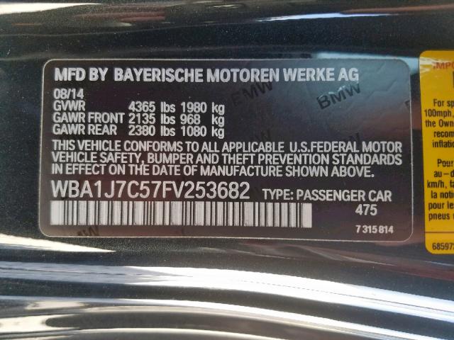 WBA1J7C57FV253682 - 2015 BMW M235I BLACK photo 10