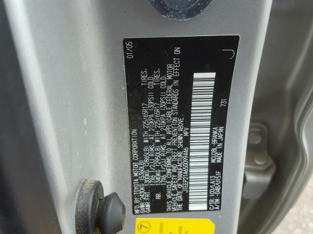 JTEEP21A650099446 - 2005 TOYOTA HIGHLANDER SILVER photo 10