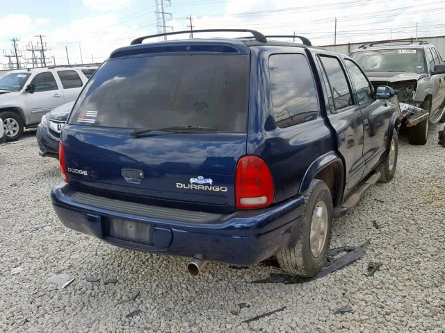 1B4HR48N82F141220 - 2002 DODGE DURANGO SL BLUE photo 4