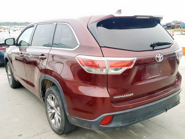 5TDZKRFH4FS053132 - 2015 TOYOTA HIGHLANDER MAROON photo 3