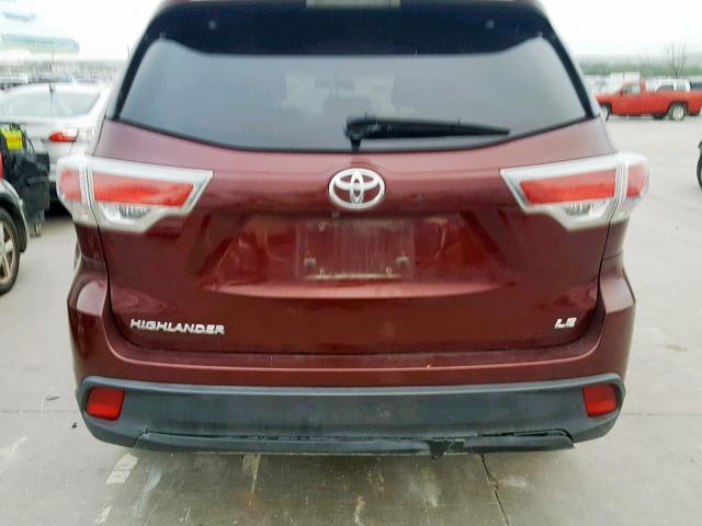 5TDZKRFH4FS053132 - 2015 TOYOTA HIGHLANDER MAROON photo 9