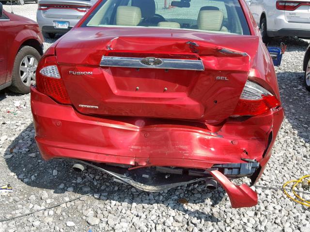 3FAHP0JG6CR217198 - 2012 FORD FUSION SEL RED photo 9